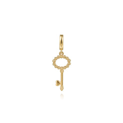 14K Yellow Plain Gold Bujukan Key Charm Pendant With Detachable Bail