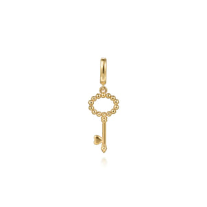 14K Yellow Plain Gold Bujukan Key Charm Pendant With Detachable Bail