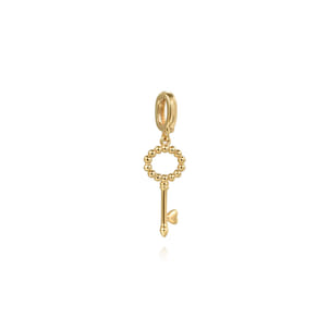 14K Yellow Plain Gold Bujukan Key Charm Pendant With Detachable Bail