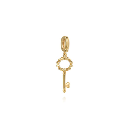 14K Yellow Plain Gold Bujukan Key Charm Pendant With Detachable Bail