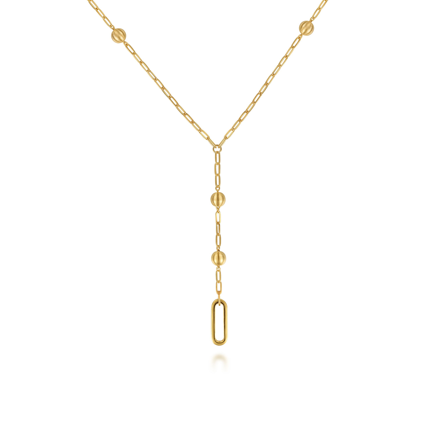 14K Yellow Plain Gold Bujukan Link Chain Y Necklace
