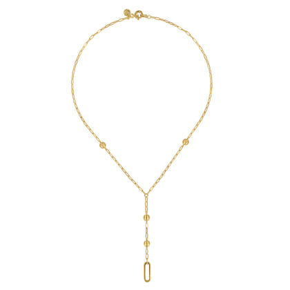 14K Yellow Plain Gold Bujukan Link Chain Y Necklace