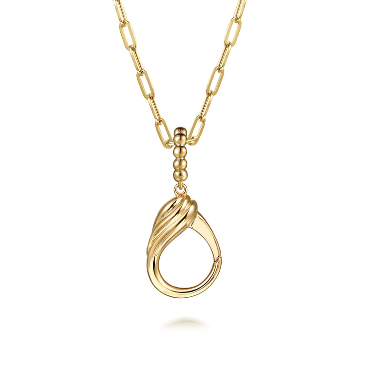 14K Yellow Plain Gold Bujukan Lock Charms With Detachable Bail - Shot 3