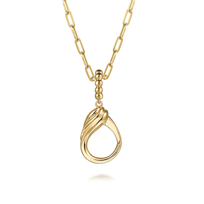 14K Yellow Plain Gold Bujukan Lock Charms with Detachable Bail