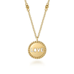 14K Yellow Plain Gold Bujukan Love Medallion Necklace