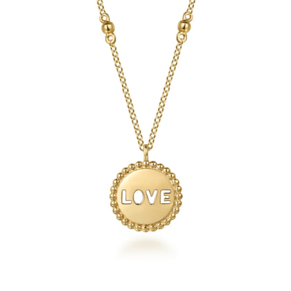 14K Yellow Plain Gold Bujukan Love Medallion Necklace
