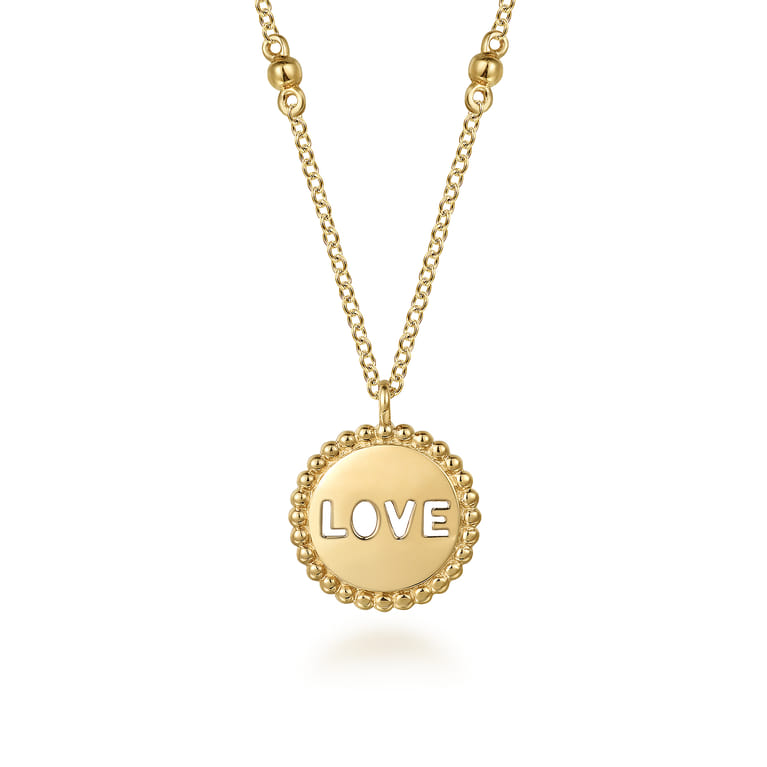 14K Yellow Plain Gold Bujukan Love Medallion Necklace - Shot 1