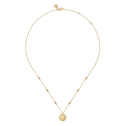 14K Yellow Plain Gold Bujukan Love Medallion Necklace