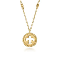 14K Yellow Plain Gold Bujukan Medallion Necklace