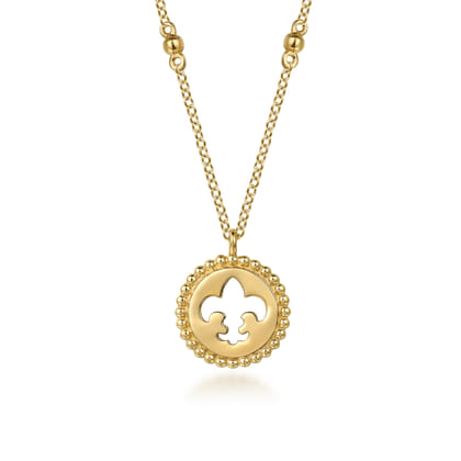 14K Yellow Plain Gold Bujukan Medallion Necklace