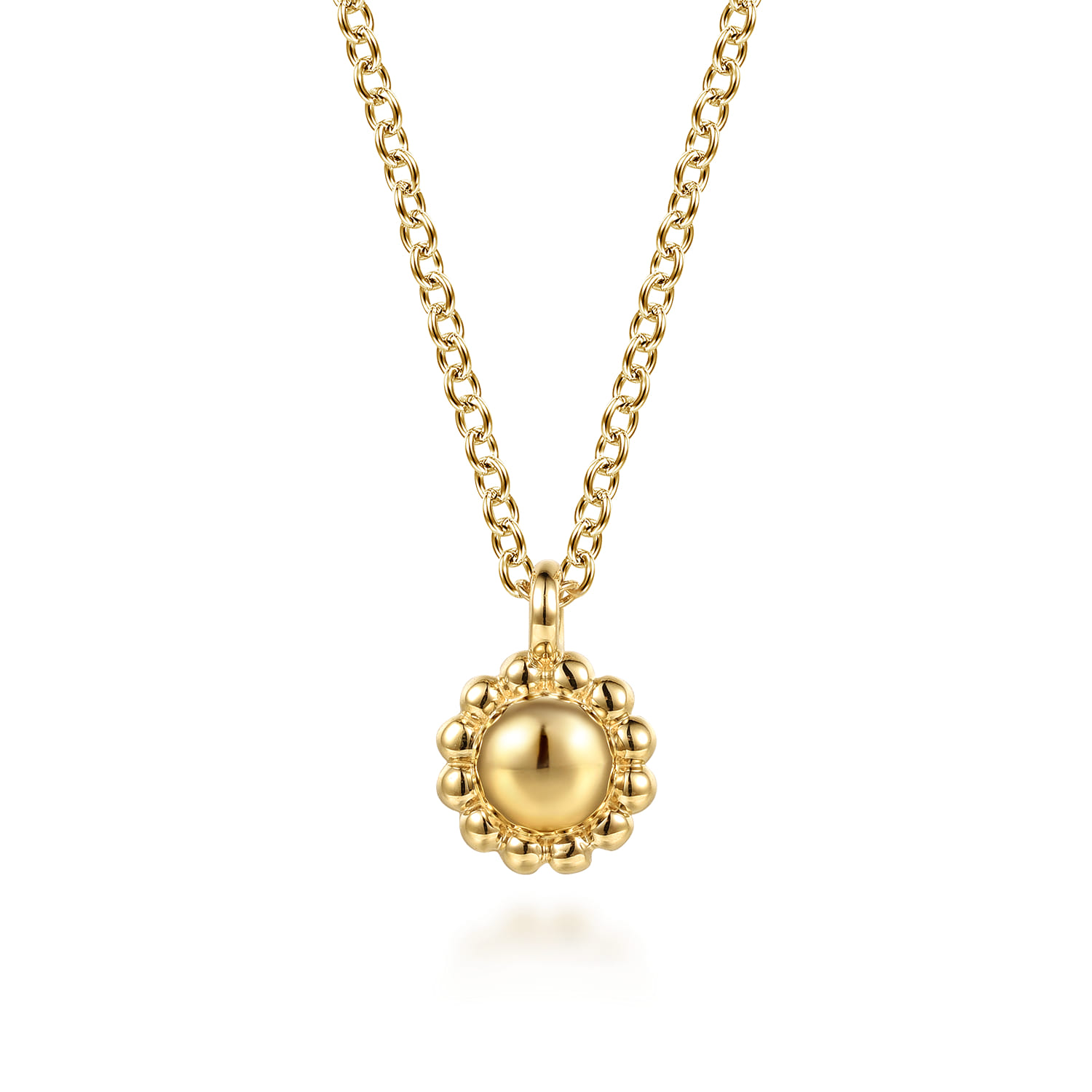 14K Yellow Plain Gold Bujukan Pendant Necklace - Shot 1