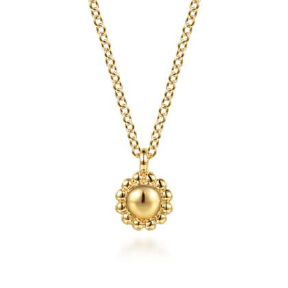 14K Yellow Plain Gold Bujukan Pendant Necklace