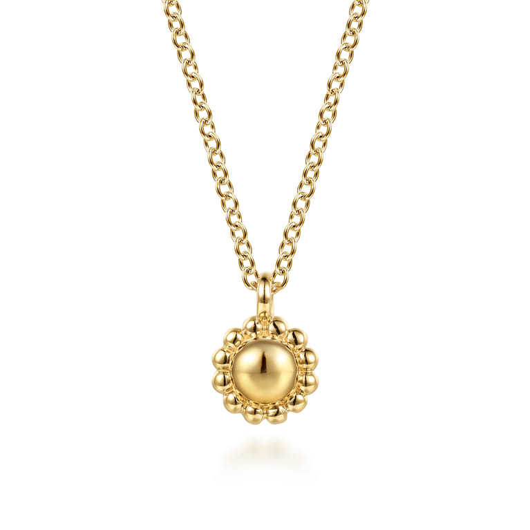 14K Yellow Plain Gold Bujukan Pendant Necklace - Shot 1