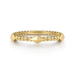 14K Yellow Plain Gold Bujukan Pyramid Classic Ladies Ring