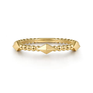 14K Yellow Plain Gold Bujukan Pyramid Classic Ladies Ring