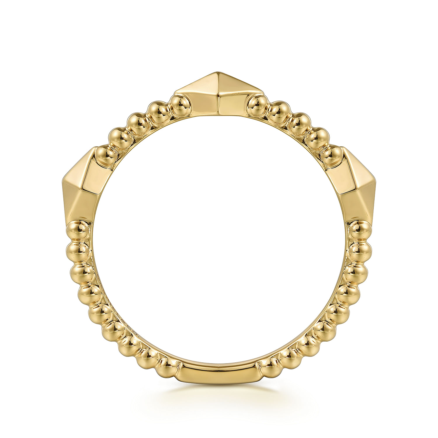 14K Yellow Plain Gold Bujukan Pyramid Classic Ladies Ring - Shot 2
