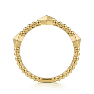 14K Yellow Plain Gold Bujukan Pyramid Classic Ladies Ring