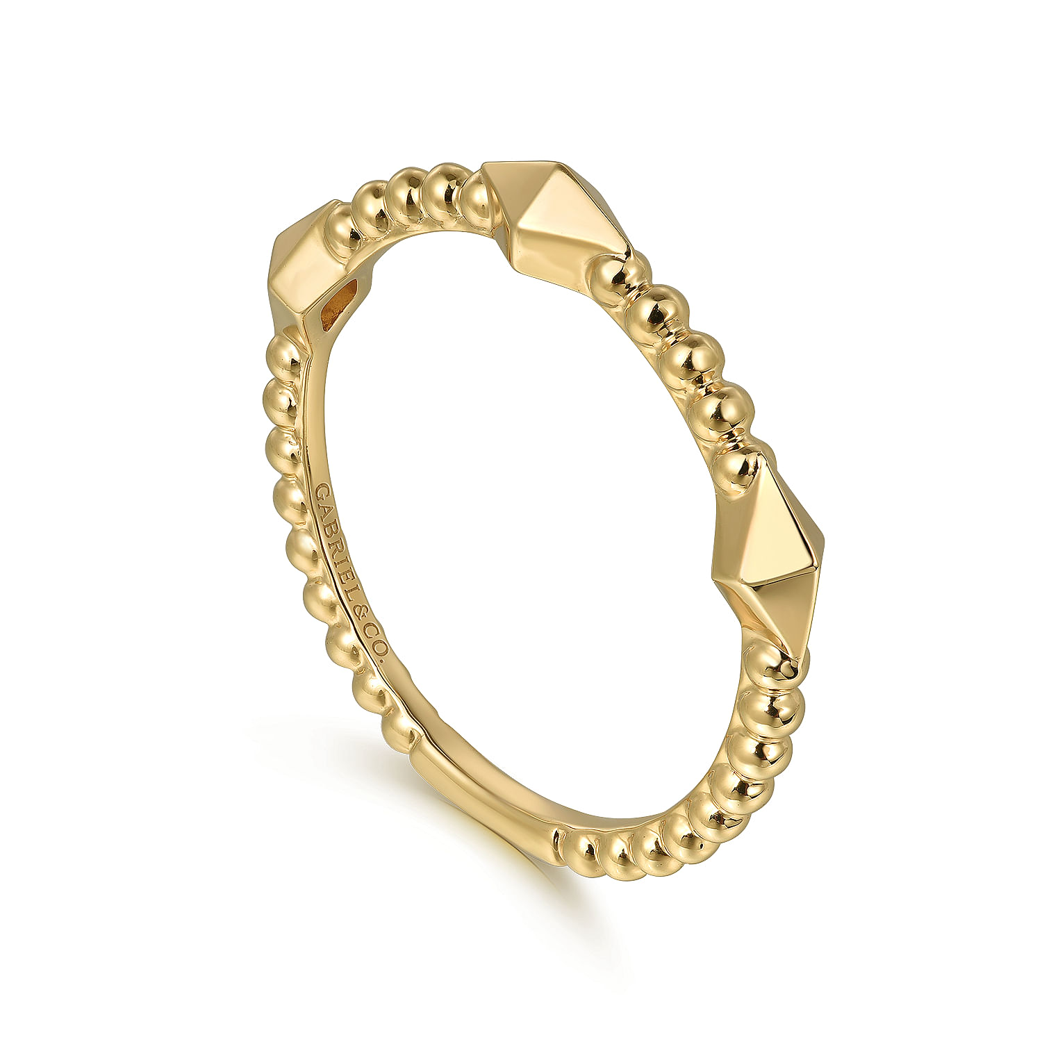 14K Yellow Plain Gold Bujukan Pyramid Classic Ladies Ring - Shot 3