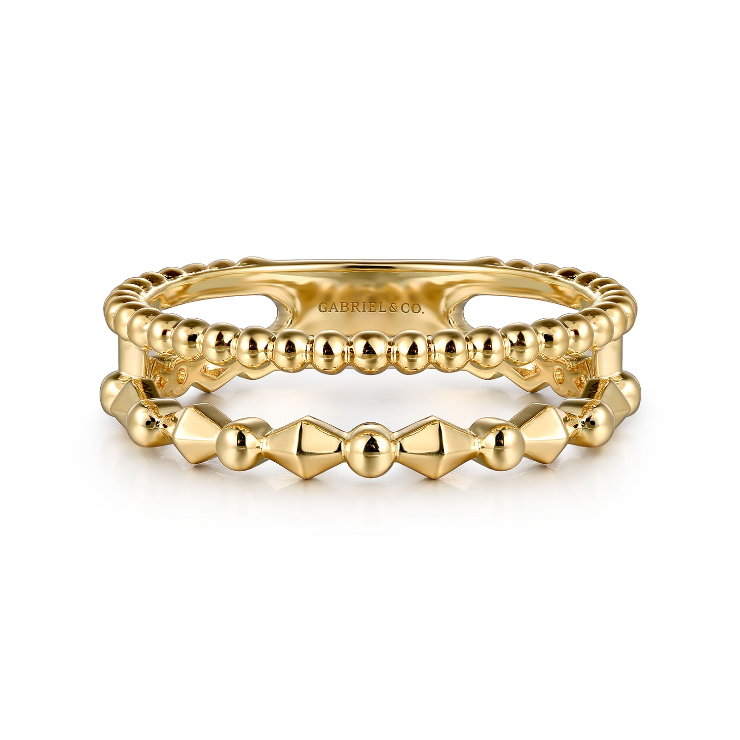 14K Yellow Plain Gold Bujukan Pyramid Easy Stackable Ring