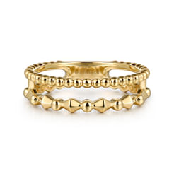 14K Yellow Plain Gold Bujukan Pyramid Easy Stackable Ring