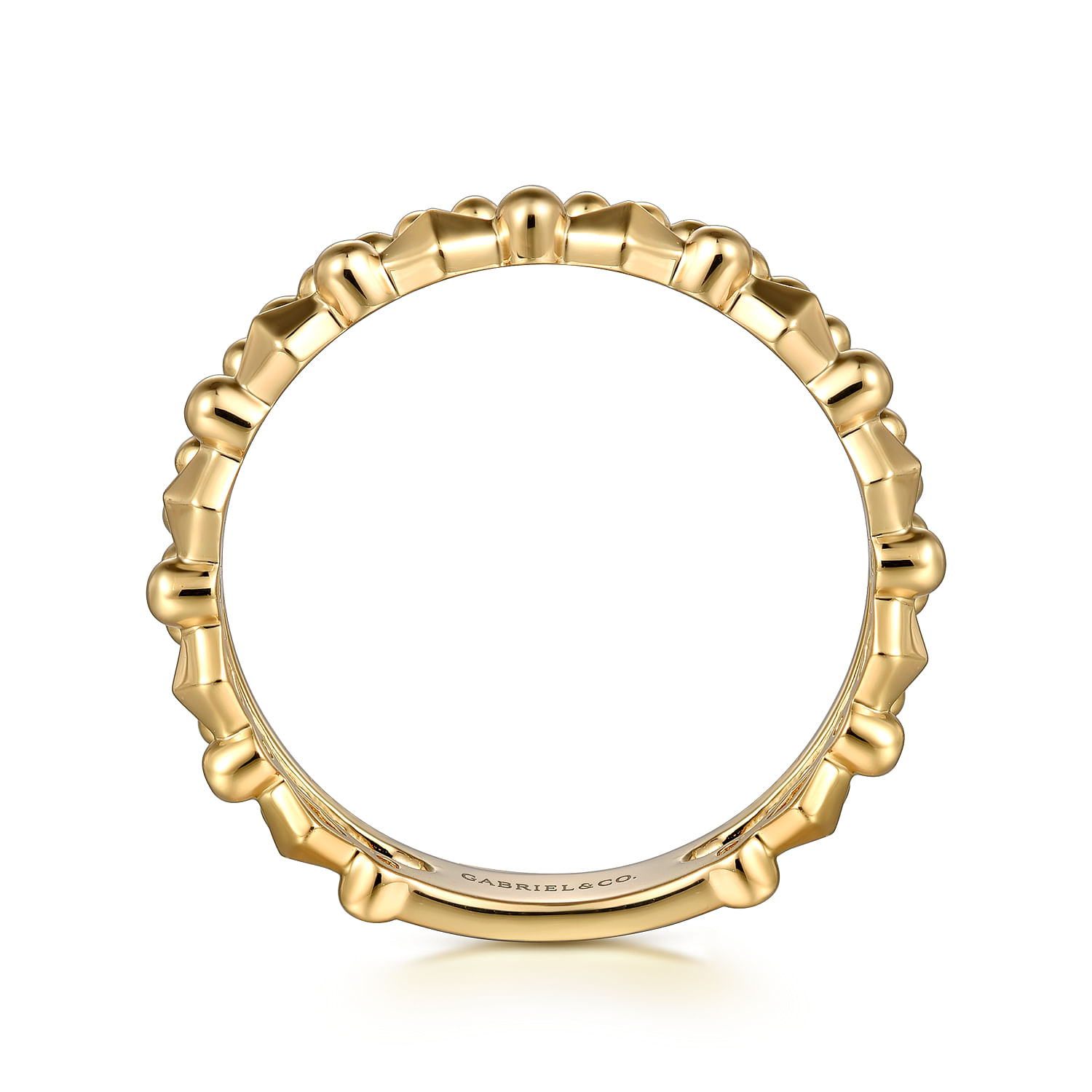 14K Yellow Plain Gold Bujukan Pyramid Easy Stackable Ring