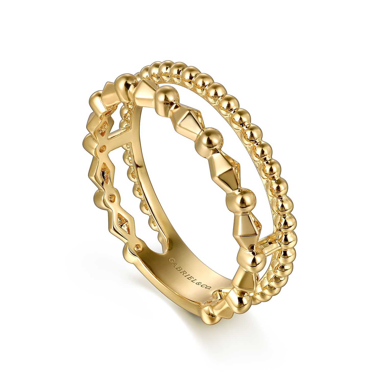 14K Yellow Plain Gold Bujukan Pyramid Easy Stackable Ring