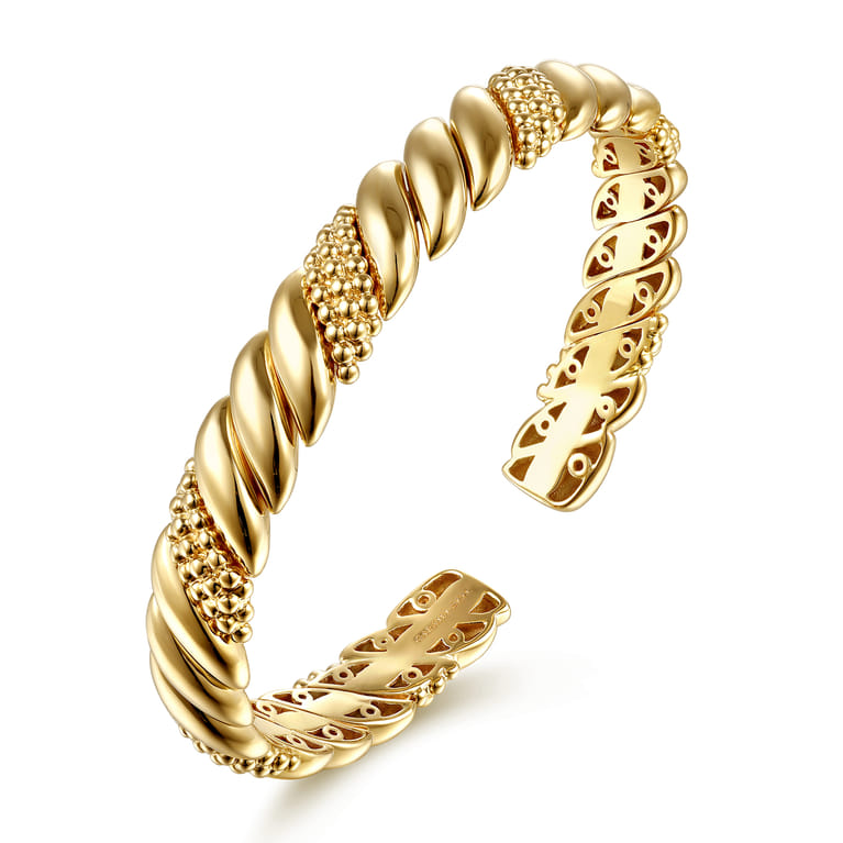 14K Yellow Plain Gold Bujukan Split Bangle Bracelet - Shot 2