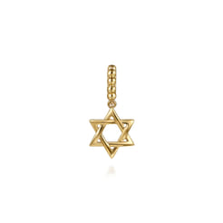 14K Yellow Plain Gold Bujukan Star Of David Charm With Detachable Bail