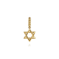 14K Yellow Plain Gold Bujukan Star Of David Charm With Detachable Bail