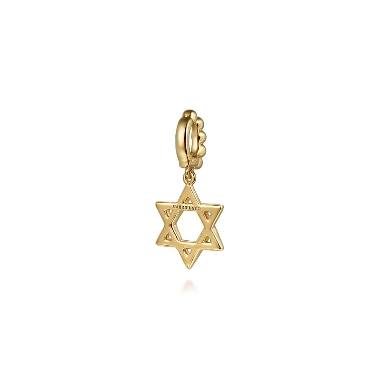 14K Yellow Plain Gold Bujukan Star Of David Charm With Detachable Bail - Shot 2