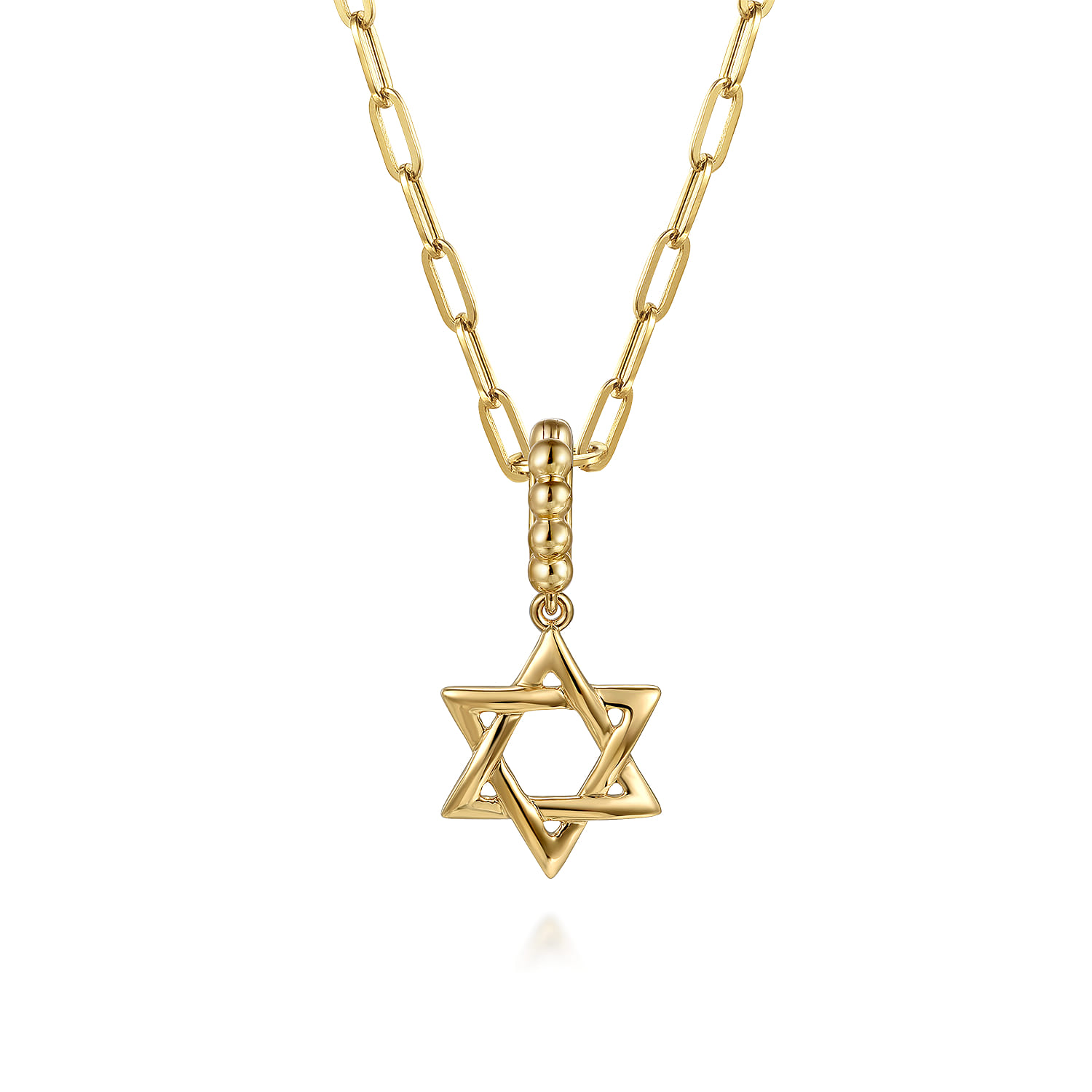 14K Yellow Plain Gold Bujukan Star Of David Charm With Detachable Bail - Shot 3