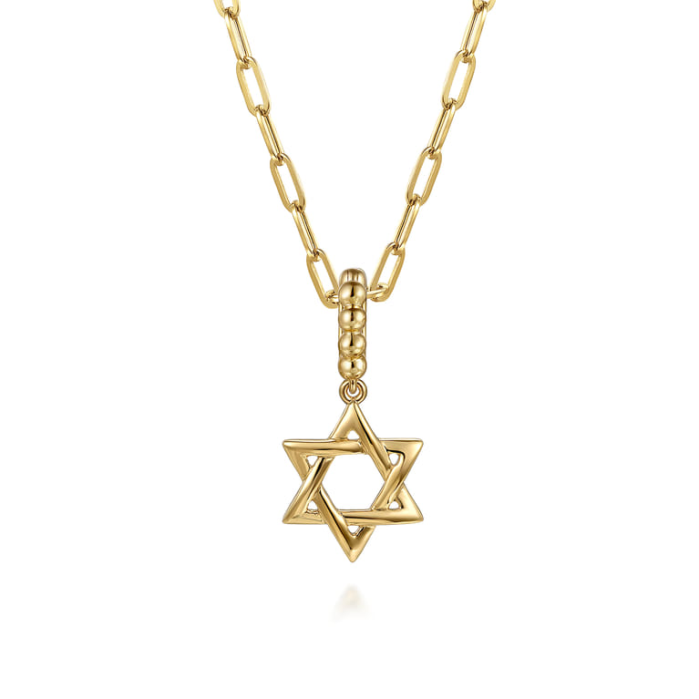 14K Yellow Plain Gold Bujukan Star Of David Charm With Detachable Bail - Shot 3