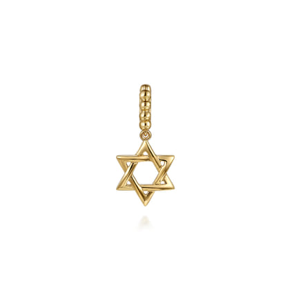 14K Yellow Plain Gold Bujukan Star Of David Charm with Detachable Bail