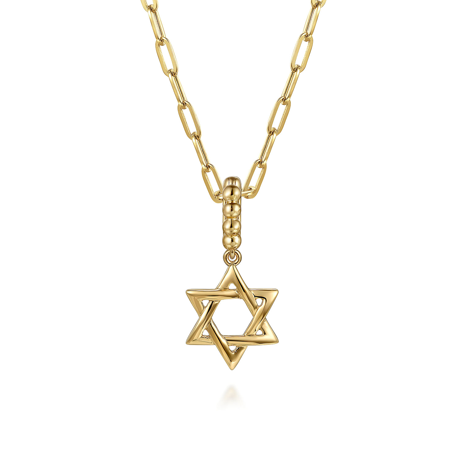 14K Yellow Plain Gold Bujukan Star Of David Charm - Shot 3