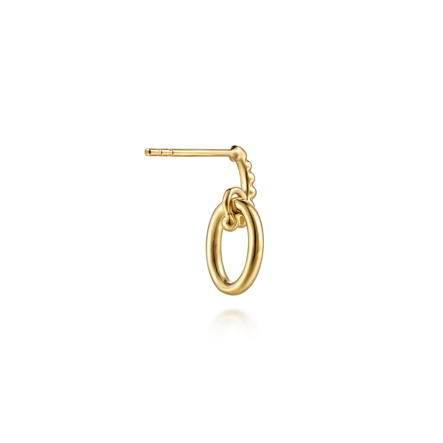 14K Yellow Plain Gold Bujukan Stud Drop Earrings - Shot 2