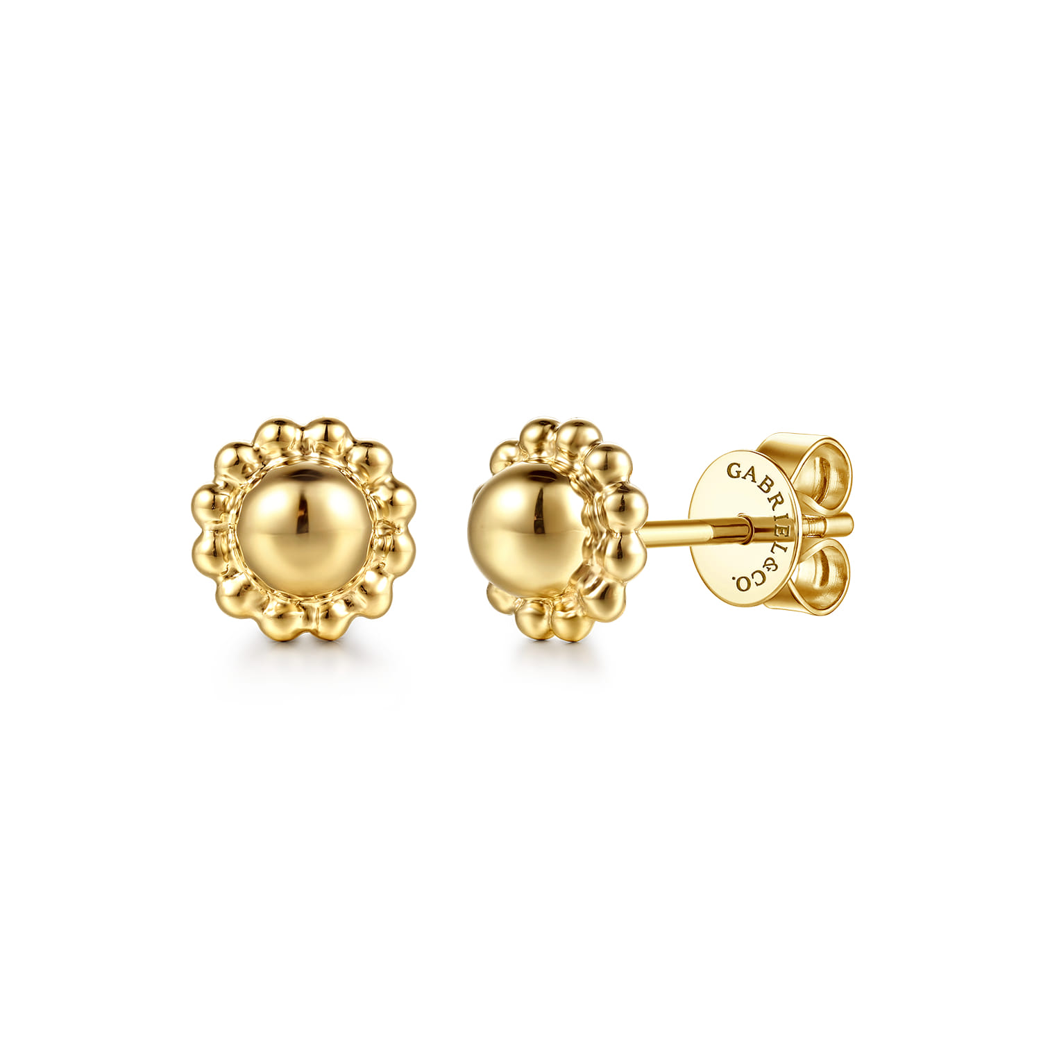 14K Yellow Plain Gold Bujukan Stud Earrings - Shot 1