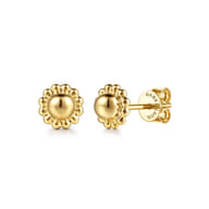 14K Yellow Plain Gold Bujukan Stud Earrings