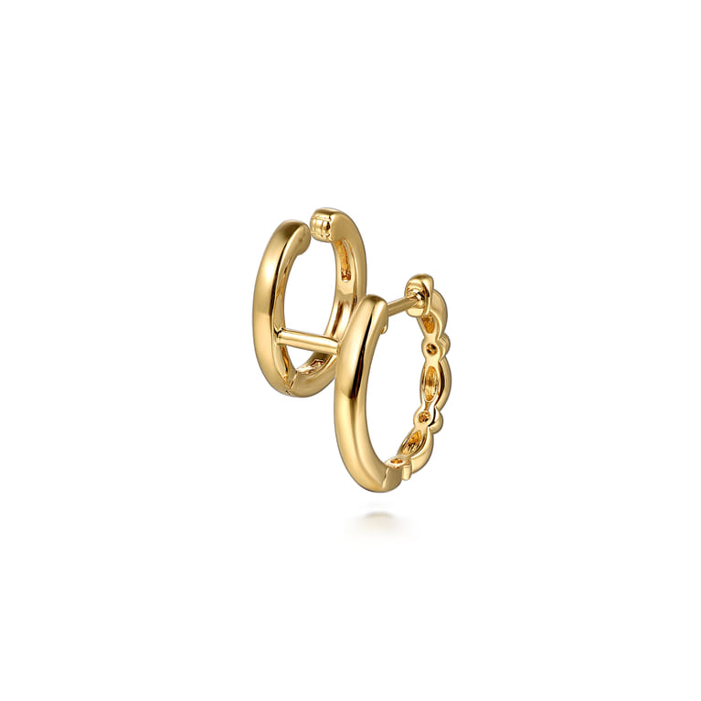 14K Yellow Plain Gold Bujukan Stuggies Earrings - Shot 3