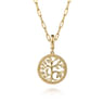 14K Yellow Plain Gold Bujukan Tree of Life Medallion Pendant With Detachable Bail