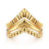 14K Yellow Plain Gold Bujukan and Diamond Cut Texture Chevron Ring