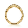 14K Yellow Plain Gold Bujukan and Diamond Cut Texture Chevron Ring