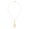 14K Yellow Plain Gold Bujukan and Diamond Cut Texture Marquise Drop Necklace