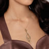14K Yellow Plain Gold Bujukan and Diamond Cut Texture Marquise Drop Necklace