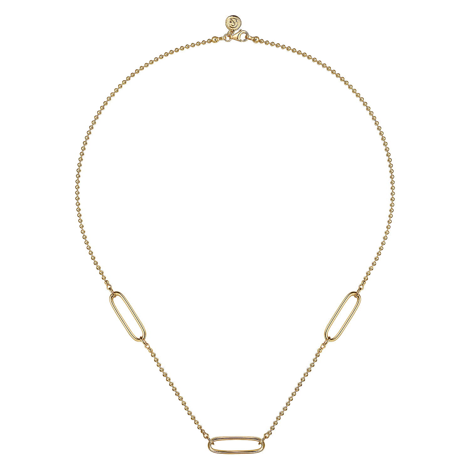 14K Yellow Plain Gold Bujukan and Link Station Necklace