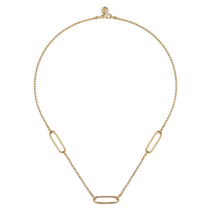 14K Yellow Plain Gold Bujukan and Link Station Necklace