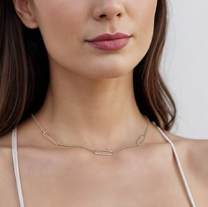 14K Yellow Plain Gold Bujukan and Link Station Necklace