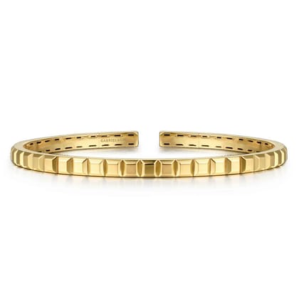 14K Yellow Plain Gold Cuff Bangle Bracelet