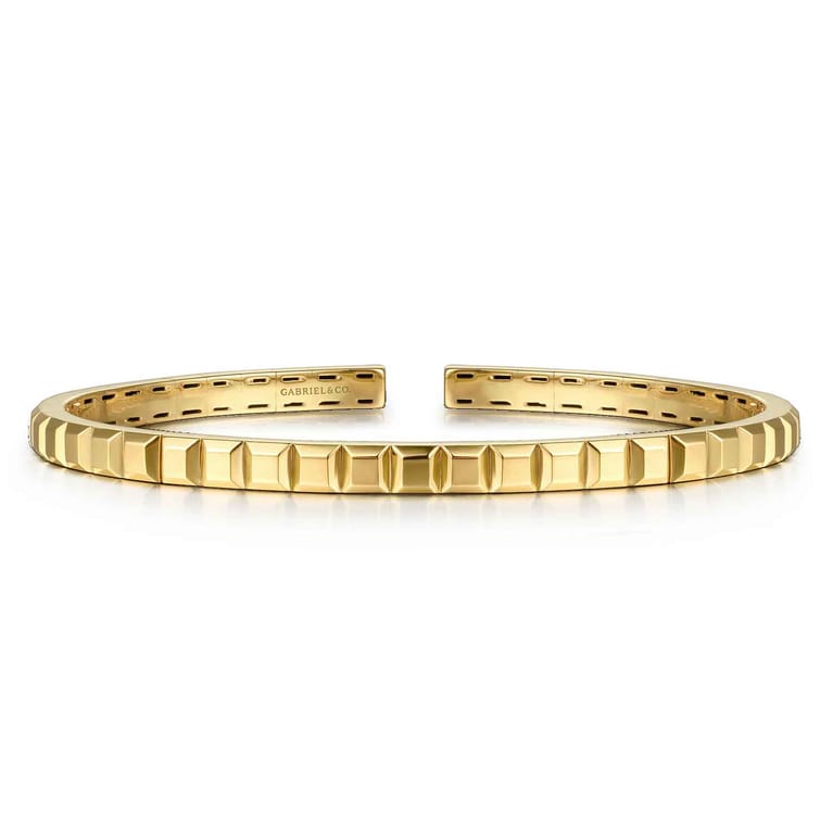 14K Yellow Plain Gold Cuff Bangle Bracelet - Shot 1