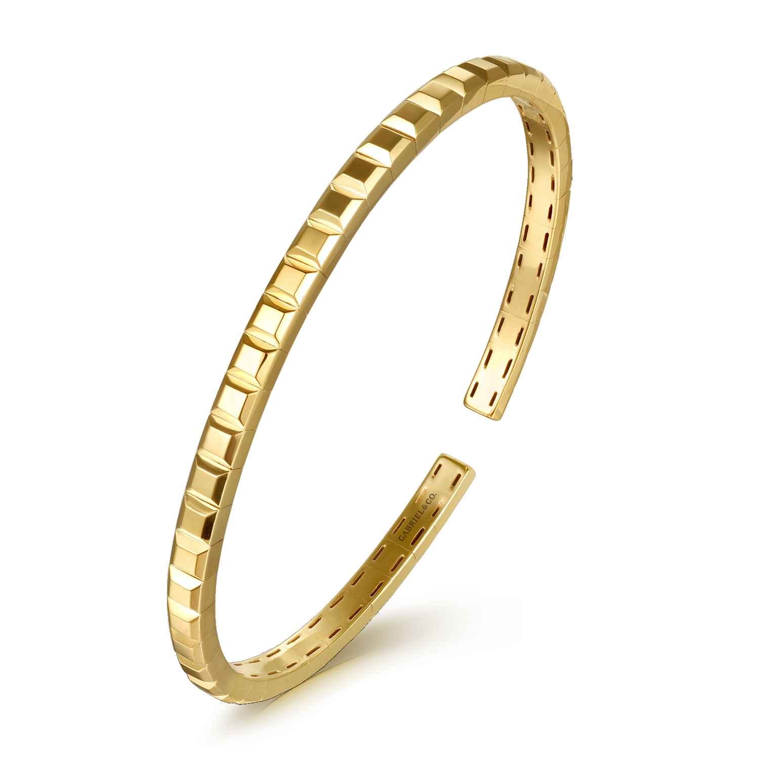 14K Yellow Plain Gold Cuff Bangle Bracelet - Shot 2