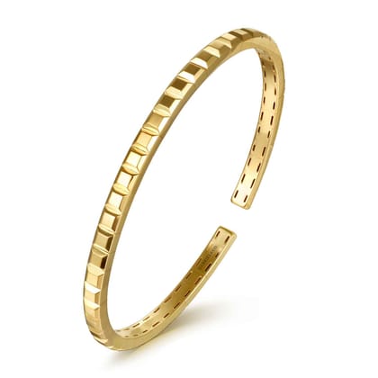14K Yellow Plain Gold Cuff Bangle Bracelet
